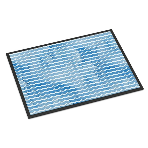 Jensendistributionservices Beach Watercolor Waves Indoor or Outdoor Mat, 24 x 36 in. MI2550848 - main